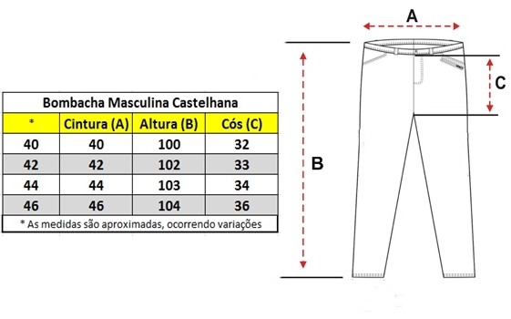 Bombacha Masculina Castelhana Sarja